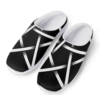 Black And White Pentagram Symbol Print Mesh Casual Shoes