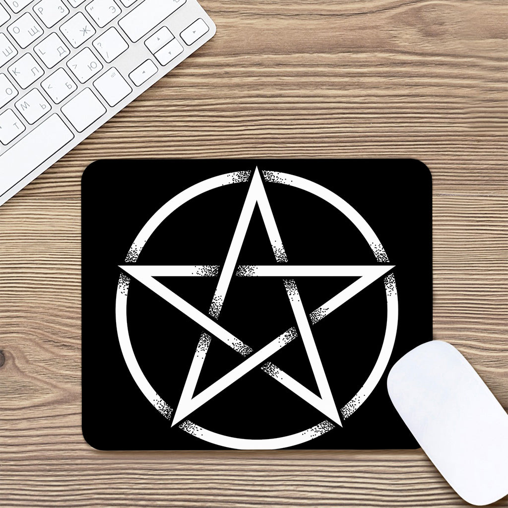 Black And White Pentagram Symbol Print Mouse Pad