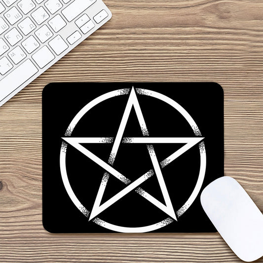 Black And White Pentagram Symbol Print Mouse Pad
