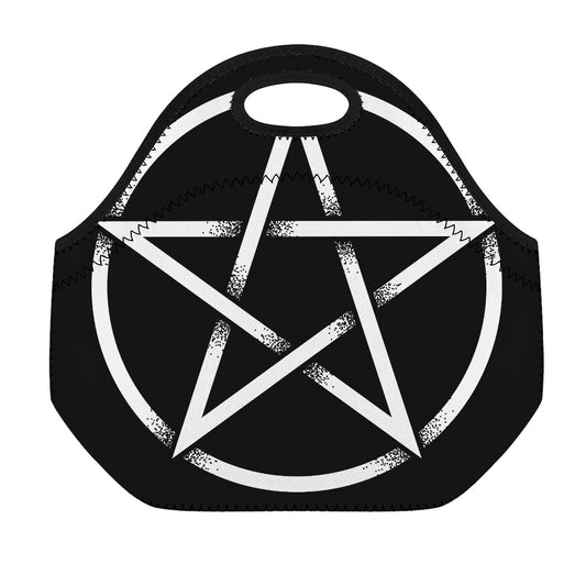Black And White Pentagram Symbol Print Neoprene Lunch Bag