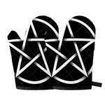 Black And White Pentagram Symbol Print Oven Mitts