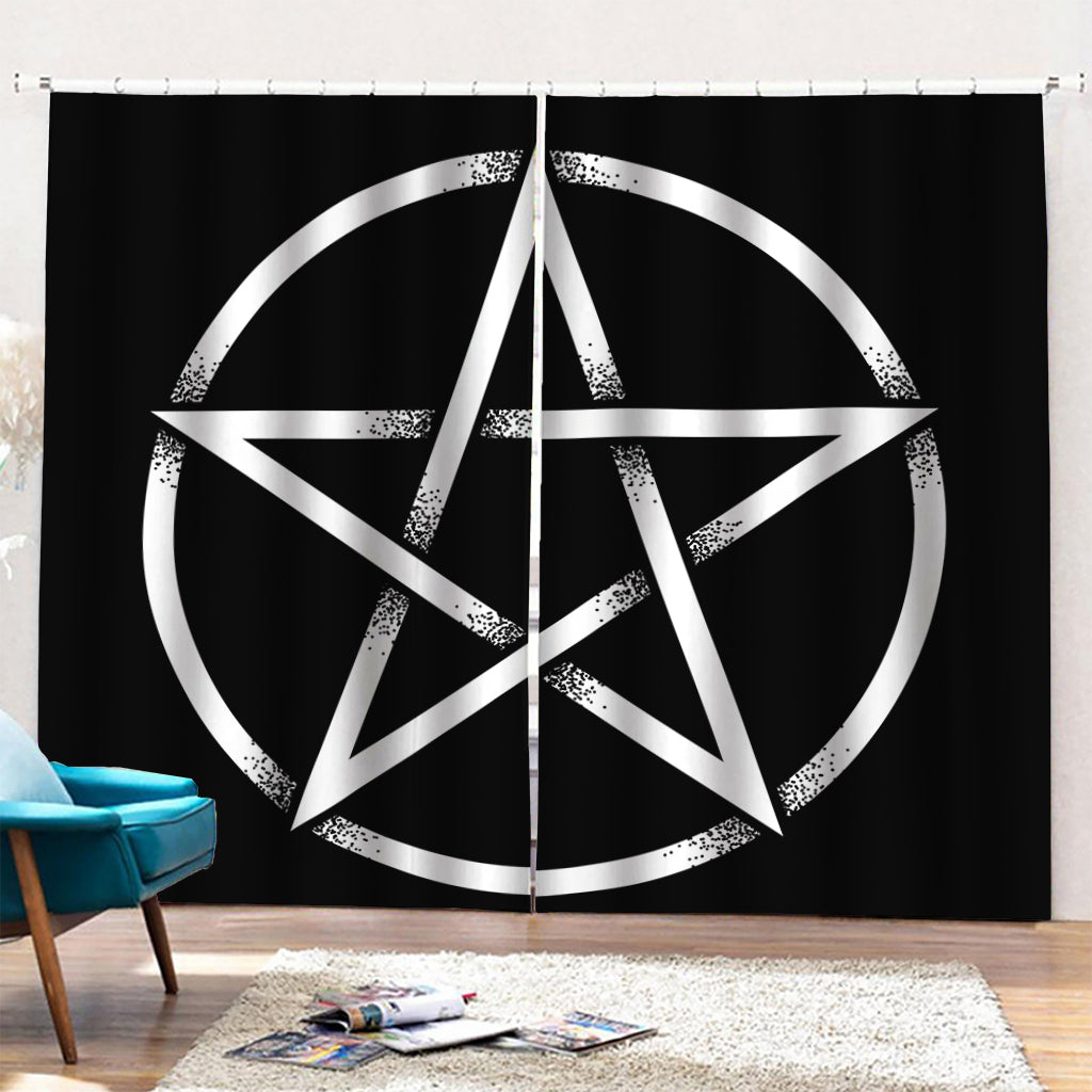 Black And White Pentagram Symbol Print Pencil Pleat Curtains