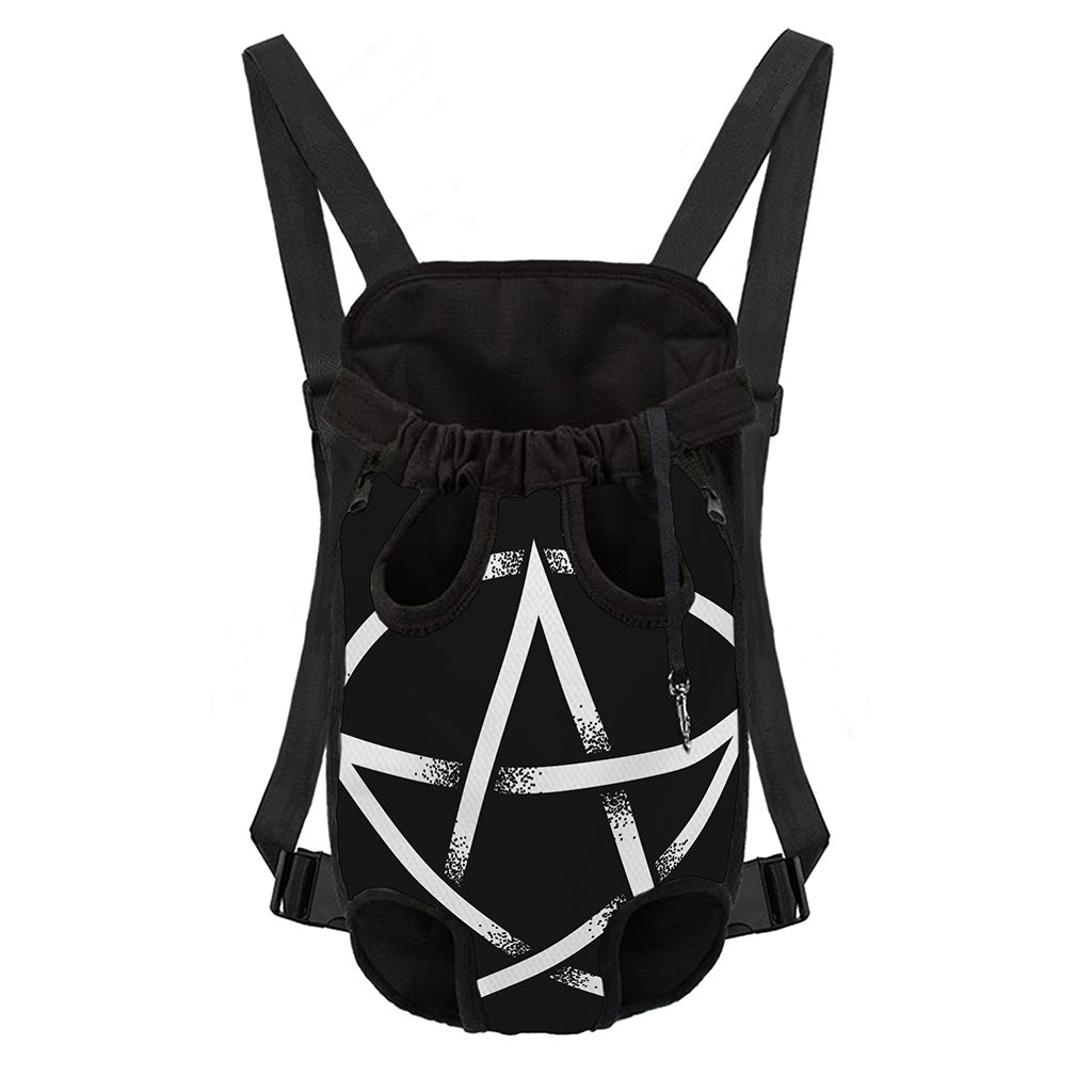 Black And White Pentagram Symbol Print Pet Carrier Backpack