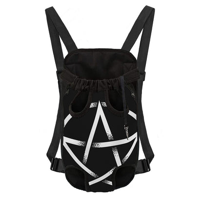 Black And White Pentagram Symbol Print Pet Carrier Backpack
