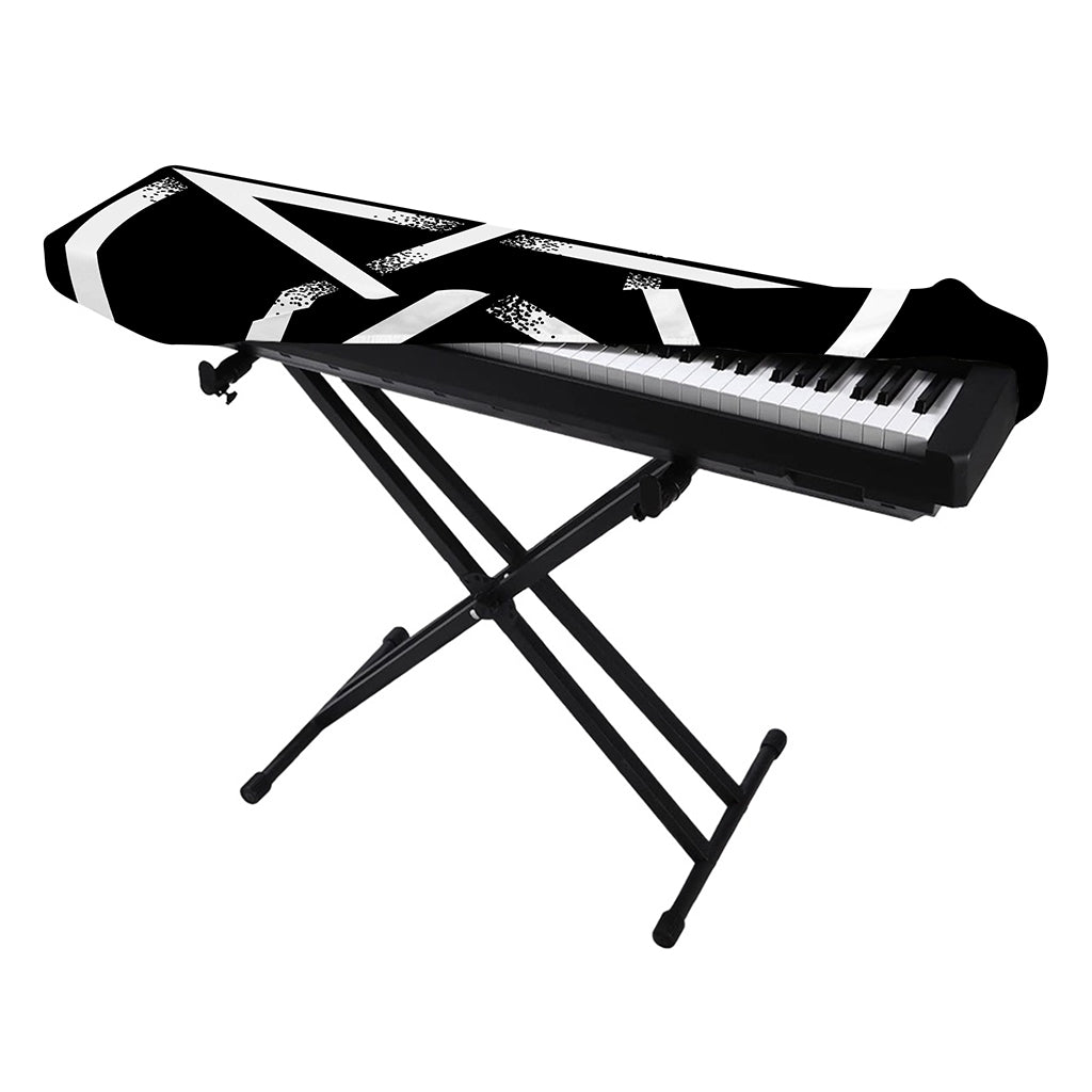 Black And White Pentagram Symbol Print Piano Keyboard Cover