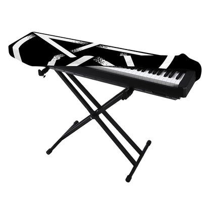 Black And White Pentagram Symbol Print Piano Keyboard Cover