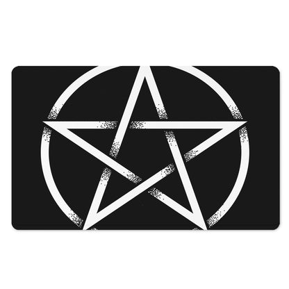 Black And White Pentagram Symbol Print Polyester Doormat