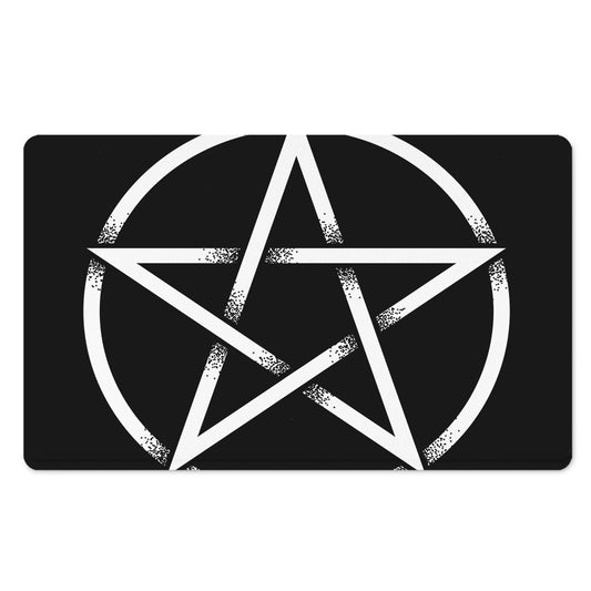 Black And White Pentagram Symbol Print Polyester Doormat