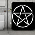 Black And White Pentagram Symbol Print Polyester Shower Curtain