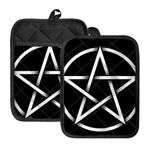 Black And White Pentagram Symbol Print Pot Holders With Pocket