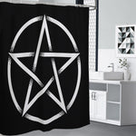 Black And White Pentagram Symbol Print Premium Shower Curtain