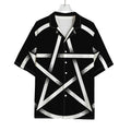 Black And White Pentagram Symbol Print Rayon Hawaiian Shirt
