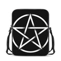 Black And White Pentagram Symbol Print Rectangular Crossbody Bag