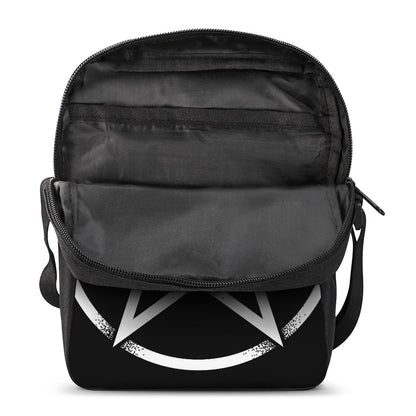 Black And White Pentagram Symbol Print Rectangular Crossbody Bag