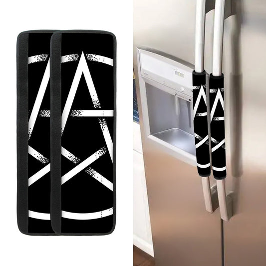 Black And White Pentagram Symbol Print Refrigerator Handle Covers