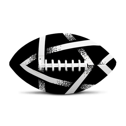 Black And White Pentagram Symbol Print Rugby Ball