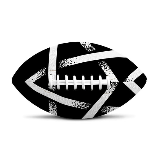 Black And White Pentagram Symbol Print Rugby Ball