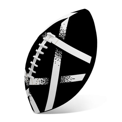 Black And White Pentagram Symbol Print Rugby Ball