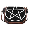 Black And White Pentagram Symbol Print Saddle Bag
