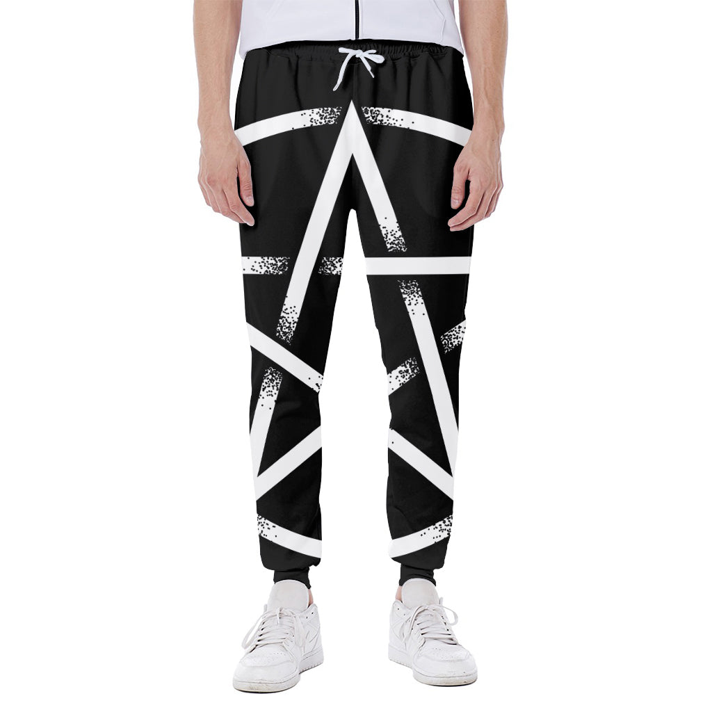 Black And White Pentagram Symbol Print Scuba Joggers