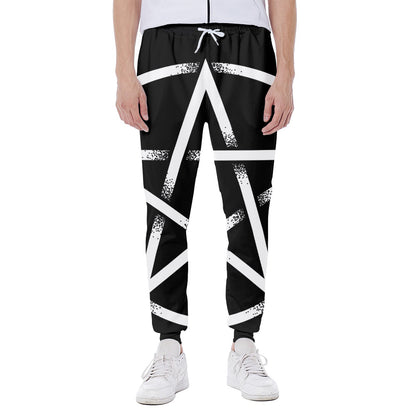 Black And White Pentagram Symbol Print Scuba Joggers