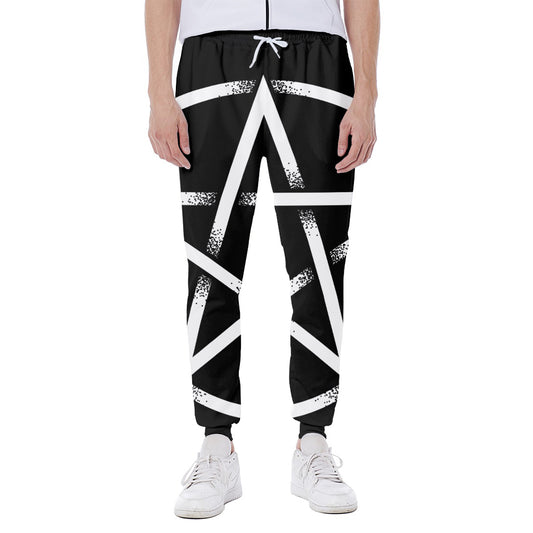 Black And White Pentagram Symbol Print Scuba Joggers