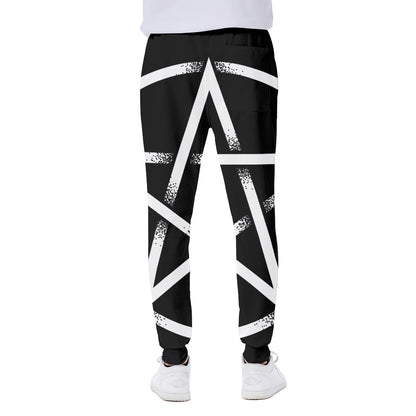Black And White Pentagram Symbol Print Scuba Joggers