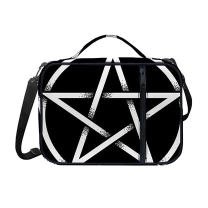 Black And White Pentagram Symbol Print Shoulder Strap Bible Bag