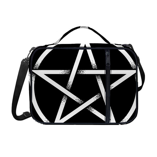 Black And White Pentagram Symbol Print Shoulder Strap Bible Bag