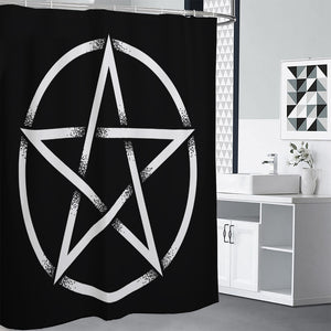 Black And White Pentagram Symbol Print Shower Curtain