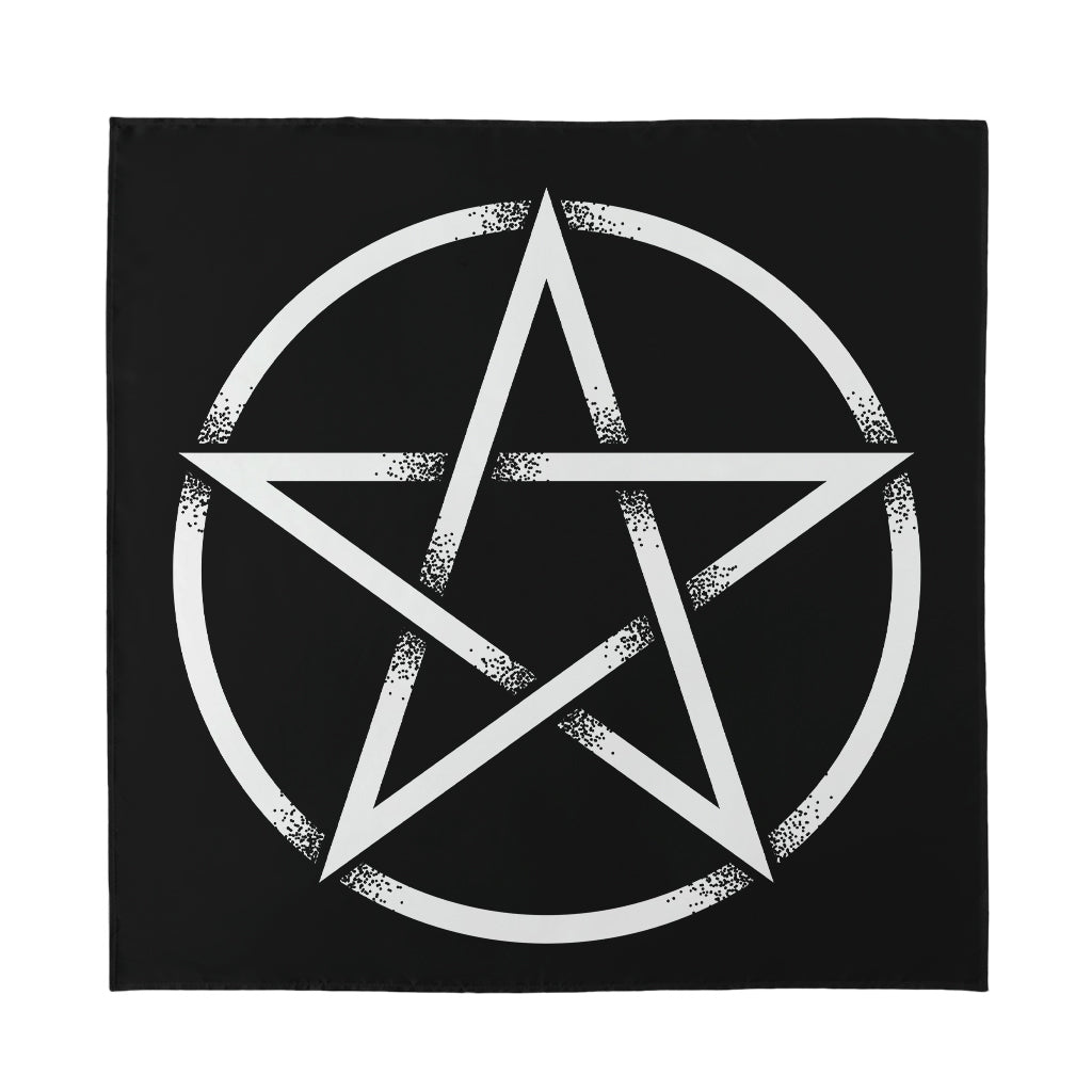 Black And White Pentagram Symbol Print Silk Bandana