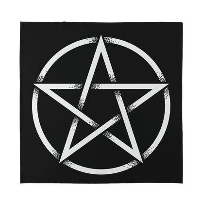 Black And White Pentagram Symbol Print Silk Bandana