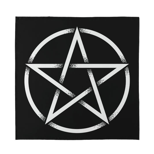 Black And White Pentagram Symbol Print Silk Bandana