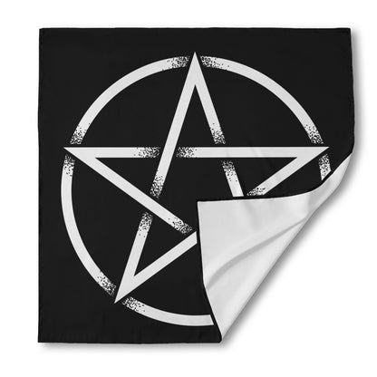 Black And White Pentagram Symbol Print Silk Bandana