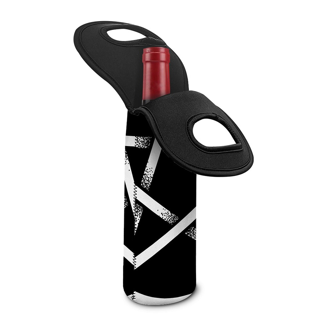 Black And White Pentagram Symbol Print Single Neoprene Wine Tote