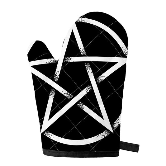 Black And White Pentagram Symbol Print Single Oven Mitt