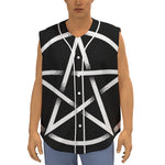 Black And White Pentagram Symbol Print Sleeveless Baseball Jersey