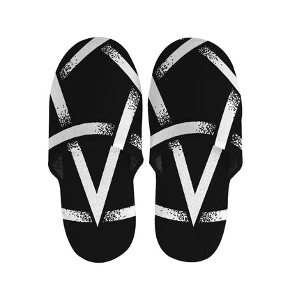 Black And White Pentagram Symbol Print Slippers