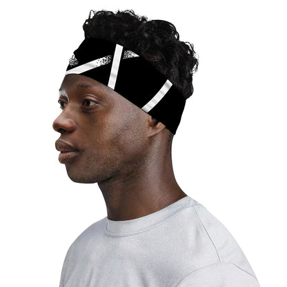 Black And White Pentagram Symbol Print Sports Headband