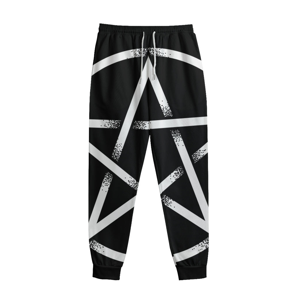 Black And White Pentagram Symbol Print Sweatpants