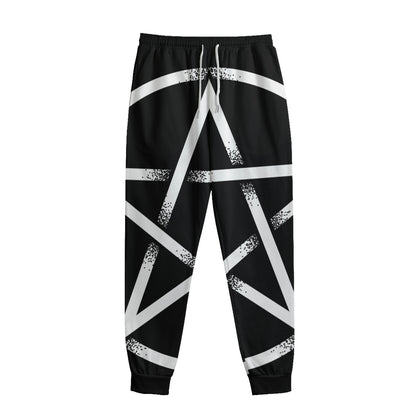 Black And White Pentagram Symbol Print Sweatpants