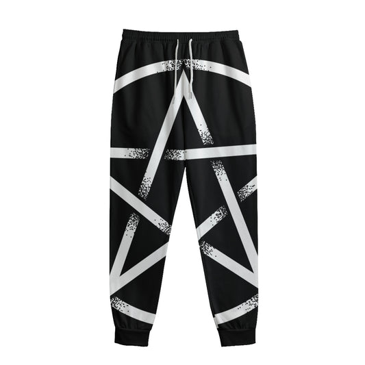 Black And White Pentagram Symbol Print Sweatpants