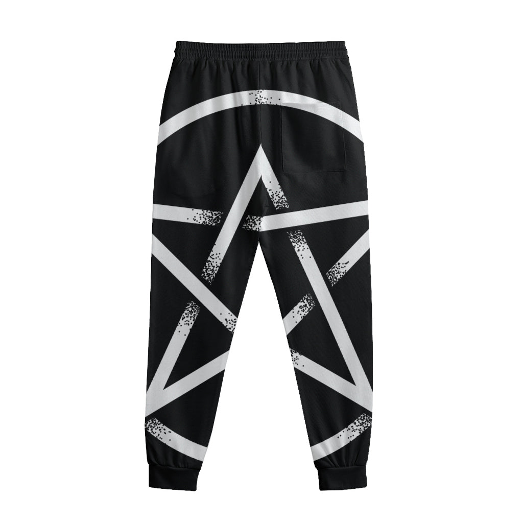 Black And White Pentagram Symbol Print Sweatpants