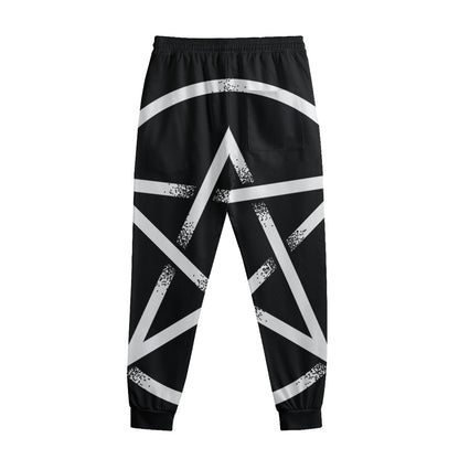 Black And White Pentagram Symbol Print Sweatpants