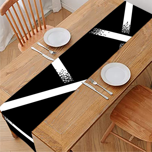 Black And White Pentagram Symbol Print Table Runner