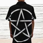 Black And White Pentagram Symbol Print Textured Short Sleeve Shirt
