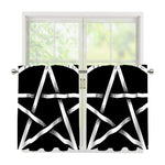 Black And White Pentagram Symbol Print Tier Curtains