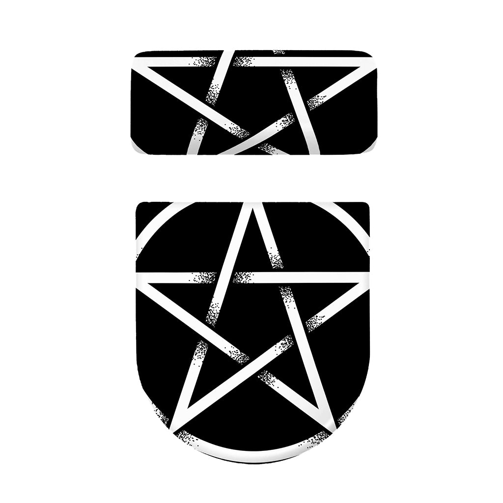 Black And White Pentagram Symbol Print Toilet Lid And Tank Cover Set