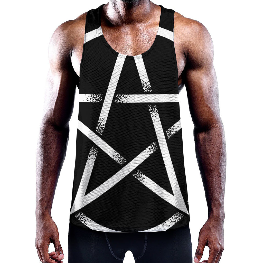 Black And White Pentagram Symbol Print Training Tank Top