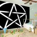 Black And White Pentagram Symbol Print Wall Sticker